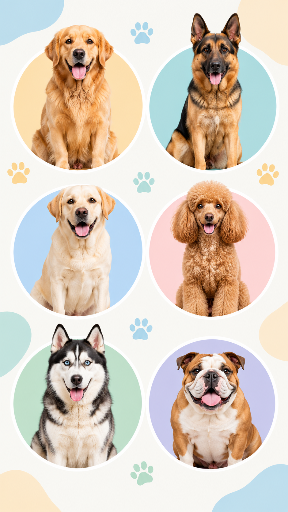 Different dog breeds sitting together outdoors