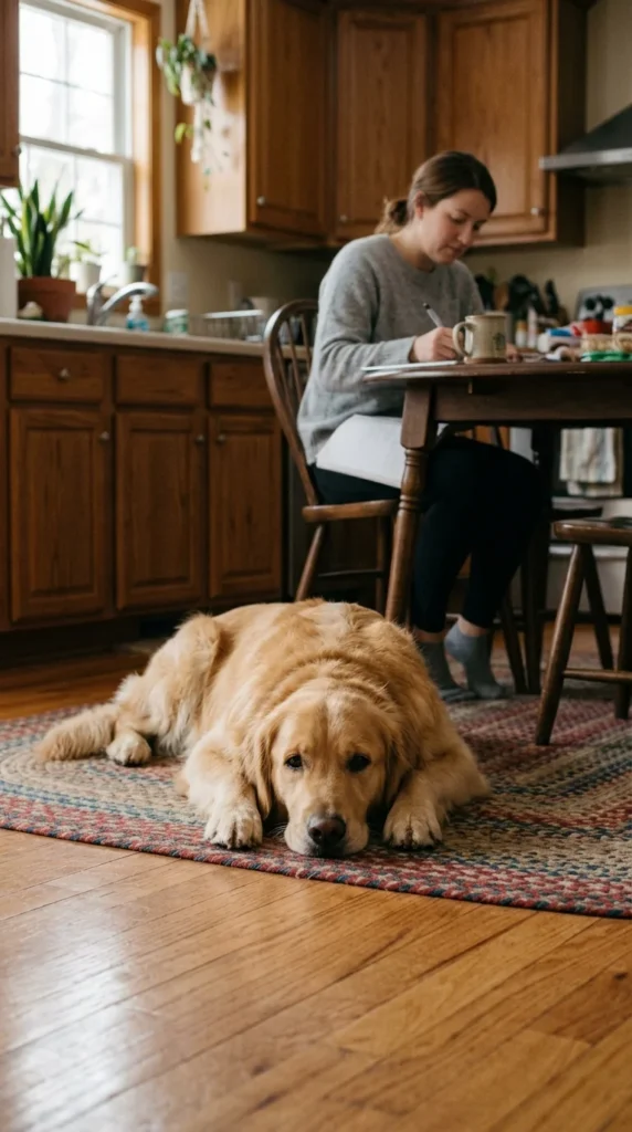 Owner taking notes about when and why a dog barks