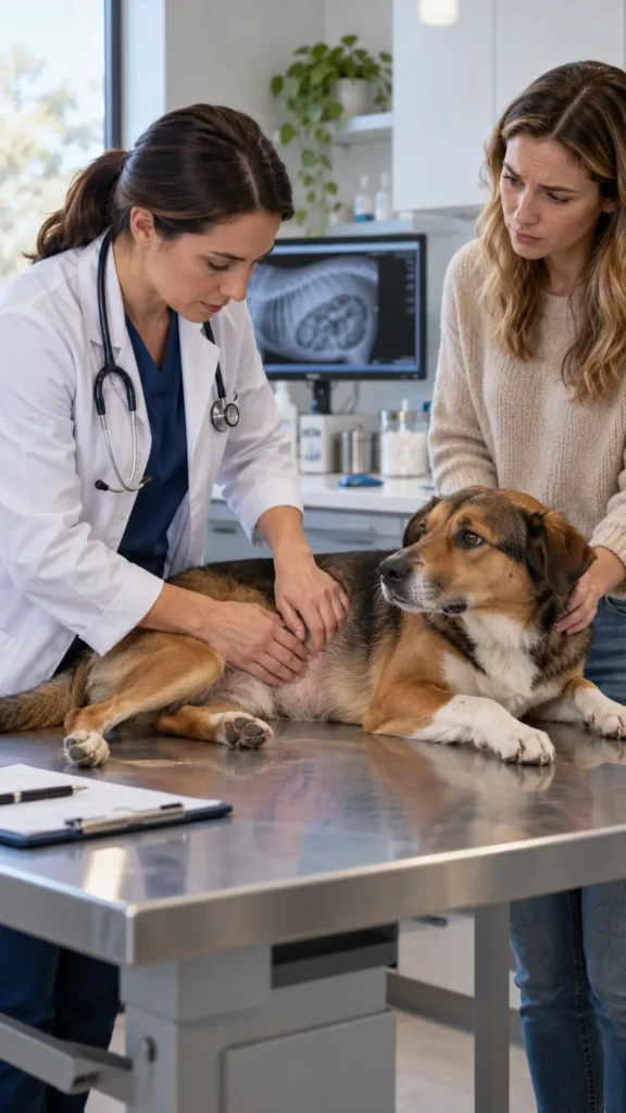 dog-intestinal-blockage-vet-examination
